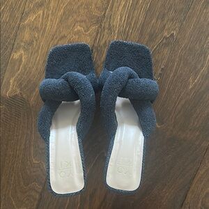 Women's Black Knotted Slide Sandals